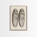 Vintage Snow Shoes Canvas Print - Framed Canvas - Minimalist Christmas Art - Boho Christmas Art - Rustic Christmas Art