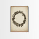 Vintage Wreath Canvas Print - Framed Canvas - Minimalist Christmas Art - Boho Christmas Art - Rustic Christmas Art