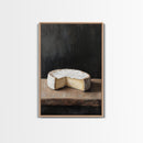 Wheel Of Cheese Painting Print, Brie Cheese Art, Cheese Painting, Cheese Still Life Oil Painting, Cheese Painting, Rustic Kitchen Decor