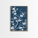 Forest Life Botanical Print - Framed Canvas Print - Chinoiserie Wall Art, Chinoiserie Painting, Blue Wall Art Ready To Hang