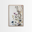 Retro Floral Decor Framed Canvas Print Modern Farmhouse Minimalist Wildflowers Painting Botanical Wall Art