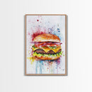 Hamburger Oil Painting Canvas Print Kitchen Wall Art Food Decor, Dining Room Burger Wall Decor, Restaurant Decor, Food Review Kitchen Art