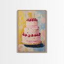 Large Original Birthday Cake Oil Painting Canvas Print, Abstract Wedding Cake, Wedding Decoration, Dessert Art, Kitchen Decor, Kitchen Art