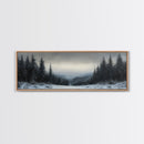 Bleak Winter Landscape Painting Print, Wood Framed Wall Art, Landscape Painting Original, Panoramic Wall Art, Horizontal Large Art