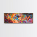 Radha Krishna Wall Art Framed Canvas Print, Modern Art Painting of Radha Krishna, Hindu Art, Radha Krishna Painting, Panoramic Art