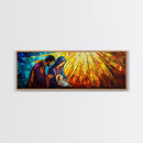 Mary and Joseph Canvas Print, Nativity Painting, Stained Glass Style Art, Nativity Wall Decor, Christmas Wall Art, Panoramic Exra Wide Art