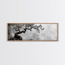 Black and White Bonzai Tree Framed Canvas Print, Wabi Sabi Japanese Style Home Decor, Minimalist Art, Moody Decor, Moody Art
