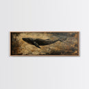 Panoramic Exra Wide Horizontal Whale Painting Print, Canvas Art, Nautical Home Decor, Wabi Sabi Whale Art, Whale Decor