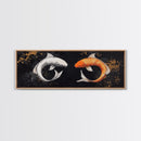 Koi Fish Infinite Sign Framed Canvas Print Ready To Hang, Wabi Sabi Home Decor, Panoramic Extra Wide Art, 20 x 60 Wall Art