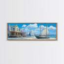 Panoramic Nautical Painting Print of Maine, Beach Art, Beach Decor, Seascapes Painting, Nautical Landscape Painting, Horizontal Art