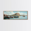 Morro Bay Panoramic Art, Nautical Landscape Painting, Canvas Print, Seascape Panoramic Painting, Seascape Landscape Wall Art Home Decor