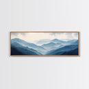 Panoramic Blue Ridge Mountains, Fog Over The Mountains Canvas Print, Wood Framed Wall Art, Mood Setting Home Decor, Moody Art, Landscape
