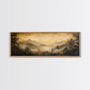 Fog Over The Blue Ridge Mountains Watercolor North Carolina Landscape Wall Art, Appalachian Highlands Canvas Print Nature Fine Artwork