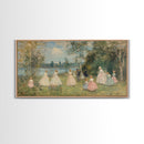 Victorian Spring, Framed Canvas Print, Victorian Style Oil Painting of Ladies On The River