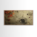 Rain Drops In The Fall, Framed Canvas Print, Thought Provoking Wall Art, Wabi Sabi Style Boho Minimalist Wall Art - Reflections