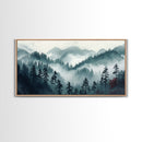Foggy Mountain Landscape At The Break of Dawn, Framed Canvas Print, Foggy Landscape Painting, Blue Ridge Mountains Painting Print