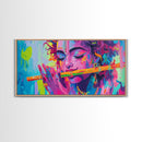 Radha Krishna Painting Print, Hindu Wall Art, Framed Canvas Print, Hinduism Wall Art, Krishna Wall Art, Krishna Playing A Flute