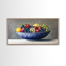 Still Life Oil Painting Print of Fruit in a Bowl, Framed Canvas Print, Victorian Oil Painting Still Life, Kitchen Wall Art, Kitchen Decor