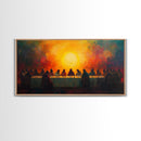 Scenic Depiction Of The Last Supper Framed Canvas Print - Jesus Art, Bible Wall Art, Christian Faith Home Decor, Last Supper Oil Painting