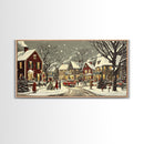 1950s Christmas Village Oil Painting on Canvas Print, Christmas home Decor, Christmas Painting, Christmas Wall Art