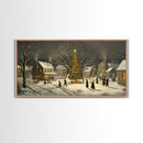 Winter Street Scene - Victorian Christmas Village Oil Painting Print - Ready To hang Christmas Art - Christmas Wall Art - Cozy Christmas Print