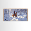 The Winter Cowboy Framed Canvas Print - Cowboy Rides His Horse Through The Snow - Cabin Decor - Outdoorsman Gift Idea - Cowboy Gift