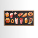 Retro Kitchen Wall Art Canvas Print, Oil Painting Of Desserts, Kitsch Home Decor, Dining Room Art, Restaurant Wall Art, Decor for Restaurant