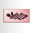 Makeup Brushes Framed Canvas Print - Makeup Wall Art - Preppy Dorm Room Decor - Makeup Painting
