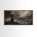 Moody Lighthouse Painting Print, Nautical Home Decor, Lighthouse Oil Painting Canvas Print, Dark and Moody Home Decor