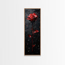 Red Rose Painting Framed Canvas Print, Gothic Art Dark Romance Painting, Tall Skinny Art Bedroom Decor, Moody Art Christmas