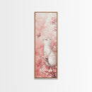 White Cat and Butterfly Canvas Print Light Pink Wall Art Cherry Blossom Painting Whimsical Art Bedroom Decor Gift Idea