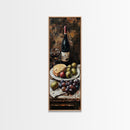 Framed Canvas Print Wine Cheese Fruit Kitchen Painting Rustic Wall Art Farmhouse Decor Food Review Kitchen Art