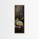 Framed Canvas Print Cheese and Wine Kitchen Art Farmhouse Decor Food Review Wall Art Culinary Kitchen Print