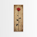 Framed Canvas Print of Elegant Red Rose, Botanical Art, Rustic Wall Art, Gift Idea, Minimalist Nature Art, Above Bed Wall Art
