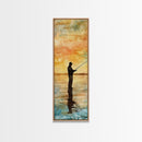 Framed Canvas Print Fishing Silhouette Art Above Sofa Art Southwest Wall Art Gift Idea Living Room Art Nature Lover's Unique Home Decor