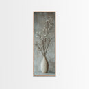 Framed Canvas Print Tall Skinny Art with Rustic Wildflower Painting, Botanical Wall Art, Wabi Sabi Art, Living Room Decor, Gift Idea Her