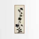 Framed Canvas Print Cherry Blossom Painting Black and White Floral Art, Wabi Sabi Decor, Japanese-Inspired Wall Art, Skinny Canvas Gift