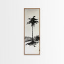 Canvas Print Black and White Palm Tree Painting Minimalist Tropical Wall Art, Wabi Sabi Art, Above Couch Decor, Tall Skinny Art Print