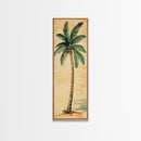 Framed Canvas Print Tall Skinny Palm Tree Art Nautical Coastal Decor, Beach-Inspired Tropical Wall Art, Guest Room Art, Gift Idea Her