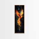 Radiant Phoenix in Flight Canvas Print, Framed Tall Wall Art, Unique Living Room Decor, Firebird Painting for Spiritual Art Lovers