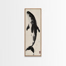 Majestic Humpback Whale in Striking Monochrome Ink Style – Sophisticated Canvas Print for Marine Life Enthusiasts and Nautical Wall Decor