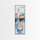Tranquil Coastal Village with Seagulls Painting - Canvas Print for Nautical Wall Art, Coastal Scene Decor, Ocean-Inspired Art, Harbor Home Decor