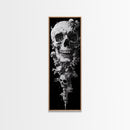 Skull Painting Print - Horror Decor - Witchy Decor - Tall Narrow Art - Framed Canvas Print - Skinny Wall Art - Skull Painting - Skull Wall Art