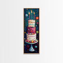 Cute Painting Print of a Birthday Cake - Framed Canvas - Preppy Dorm Room Decor - Wedding Decor - Birthday Cake Wall Art - Kitchen Decor