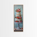 Wedding Decor Painting Print of a Wedding Cake - Framed Canvas Print - Wedding Decorations - Wedding Art - Tall Skinny Wall Art - Narrow Art