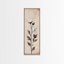 Sketch of a Flower Canvas Print, Wood Framed Wall Art, Flower Painting, Flower Decor, Floral Botanical Wall Art, Flower Print Narrow Art
