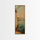 Nautical Seascapes Framed Canvas Print - Sailboat In The Bay - Sailboat Painting - Nautical Art - Coastal Home Decor - Coastal Oil Painting