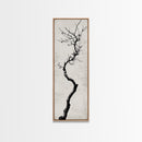 Framed Canvas Print of Minimalist Birch Tree Art in Black and White, Wabi Sabi Art, Rustic Wall Art, Above Bed Wall Art, Tall Skinny Art, Japanese Aesthetic