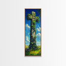 Oil Painting Print of a Celtic Cross, Irish Wall Art, Tall Narrow Art, Skinny Art, Wall Art For Small Spaces, Small Art, Ireland Art, Celtic Cross Art