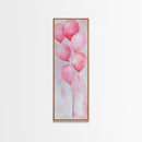 Pink Balloons Wall Art Framed Canvas Print, Light Pink Whimsical Art Vertical Decor, Fun Minimalist Wall Art for Living Room and Dorm